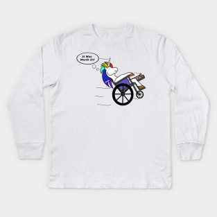 Wheelchair Unicorn - It Was Worth It!! Kids Long Sleeve T-Shirt